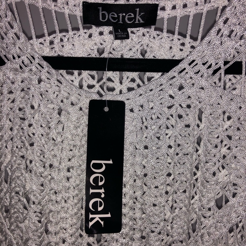 COPY - Berek Crochet Boho Topper Jacket Blazer Cardigan Peral White Size L - Picture 4 of 7
